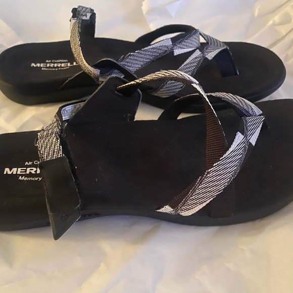 Memory air Foam Merrell woman sz 10 like new black white backstrap web - Picture 2 of 7
